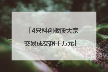 4只科创板股大宗交易成交超千万元
