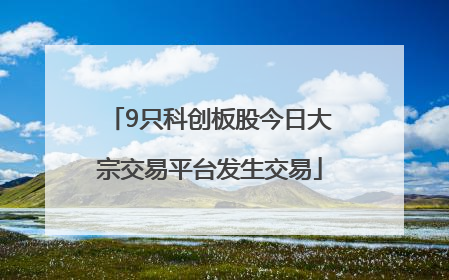 9只科创板股今日大宗交易平台发生交易